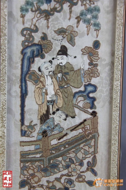 清代人物绣品