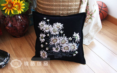 【【正品】锦皓绣品厂家直供 丝带绣 批发/贴牌 靠垫/抱枕--雏菊】价格,厂家,图片,布艺工艺品,莱阳市锦皓工艺绣品厂-