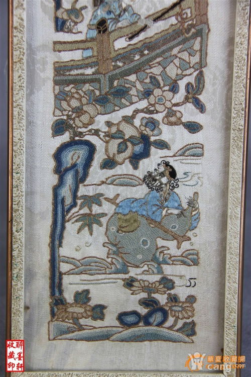 清代人物绣品