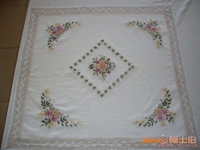 巧妹子绣品多用途手工丝带绣花桌布 融合传统工艺与现代家居的实用装饰